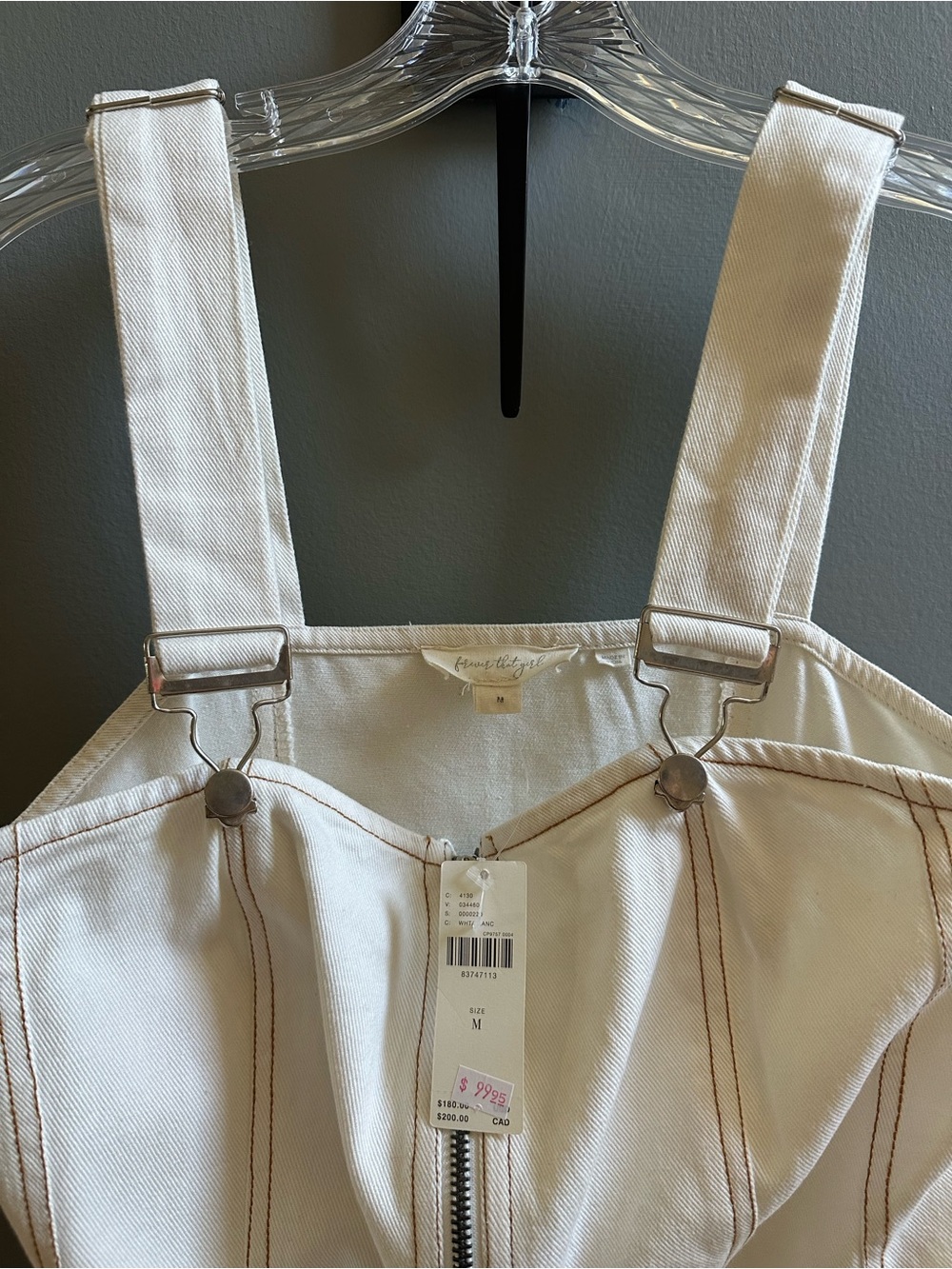 Anthropologie Cream Twill Maxi Dress with Contrast Topstitching